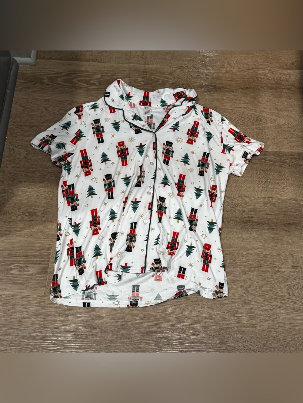 Women’s White Nutcracker Short-Sleeve Pajama Top
